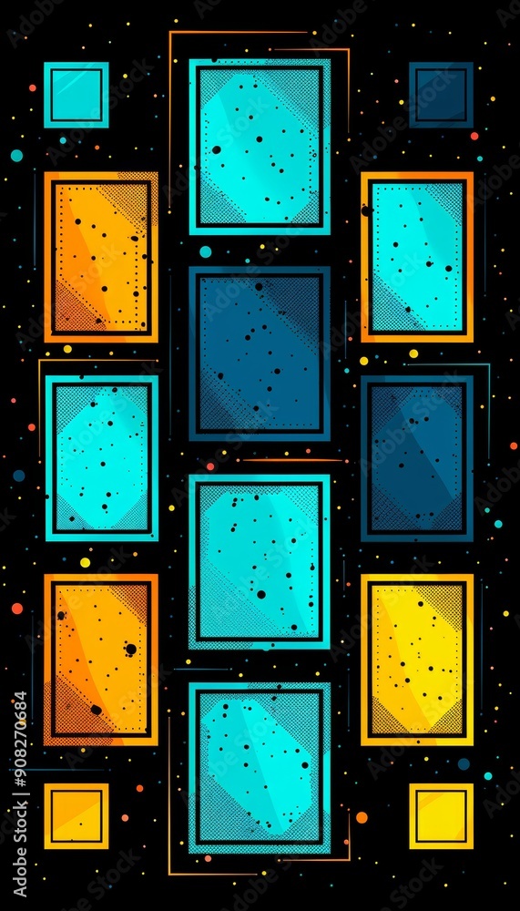 Poster a colorful background image with a captivating arrangement of squares and rectangles in a mesmerizin