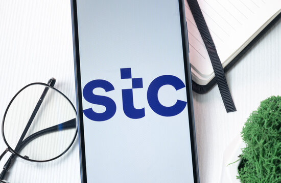 New York, USA - 1 August 2024: Saudi Telecom Company stc Logo on Phone Screen, Company Icon on Display