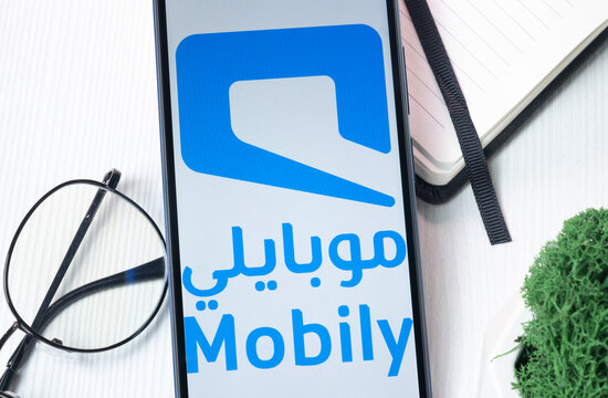 New York, USA - 1 August 2024: Etihad Etisalat Mobily Logo on Phone Screen, Company Icon on Display