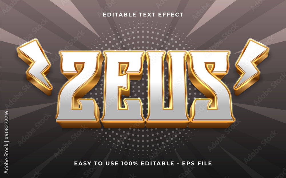 Poster 3d zeus gradient sparkle text style effect template editable text effect