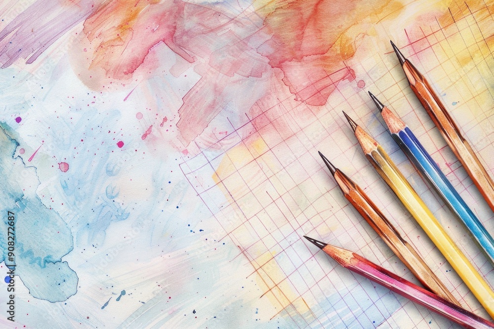 Poster a group of colorful pencils placed on top of a blank sheet of paper, ready for creative use