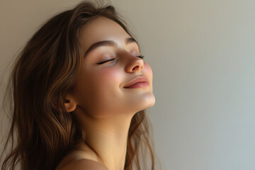 Fototapeta premium A close up of a girl's face with her eyes closed