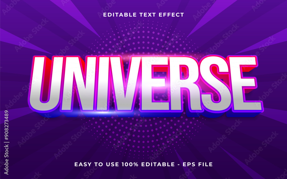 Aufkleber 3d universe gradient sparkle text style effect template editable text effect
