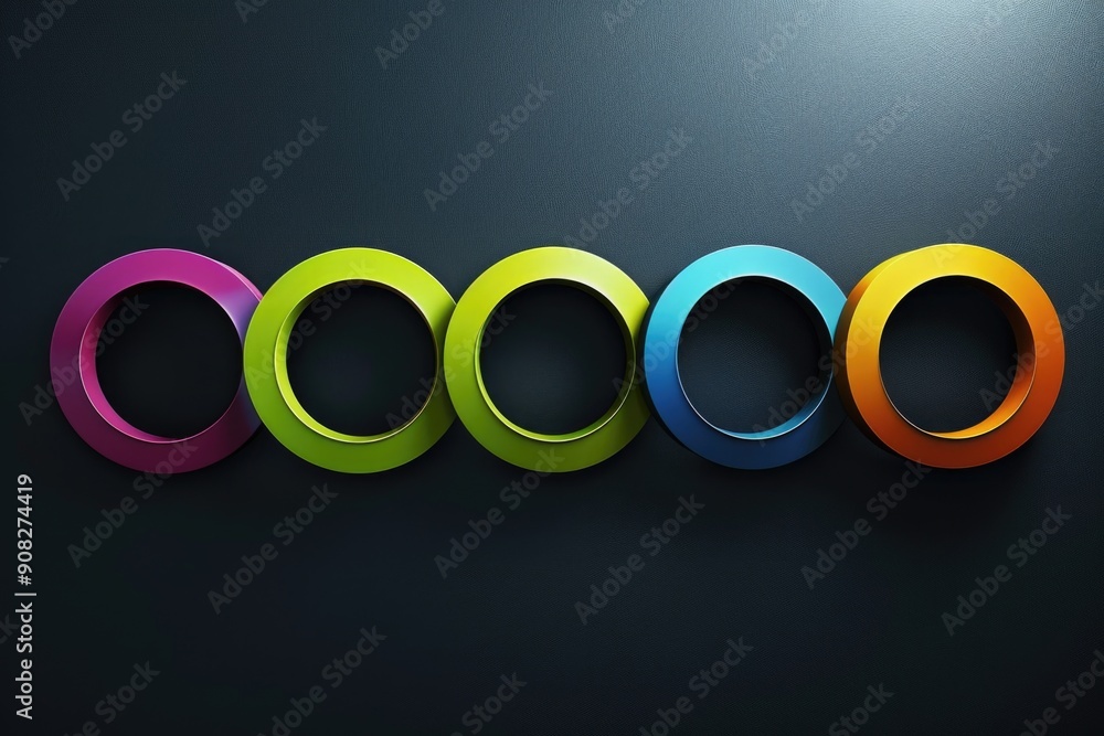Poster a row of colorful circles on a black surface