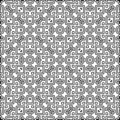 Monochrome ornamental texture with smooth linear shapes, zigzag lines, lace pattern.Abstract black  pattern for web page, textures, card, poster, fabric, textile. White background.