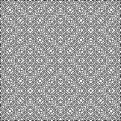 Monochrome ornamental texture with smooth linear shapes, zigzag lines, lace pattern.Abstract black  pattern for web page, textures, card, poster, fabric, textile. White background.