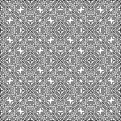Monochrome ornamental texture with smooth linear shapes, zigzag lines, lace pattern.Abstract black  pattern for web page, textures, card, poster, fabric, textile. White background.