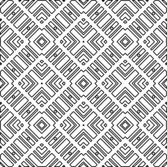 Monochrome ornamental texture with smooth linear shapes, zigzag lines, lace pattern.Abstract black  pattern for web page, textures, card, poster, fabric, textile. White background.