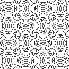 Monochrome ornamental texture with smooth linear shapes, zigzag lines, lace pattern.Abstract black  pattern for web page, textures, card, poster, fabric, textile. White background.