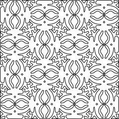 Monochrome ornamental texture with smooth linear shapes, zigzag lines, lace pattern.Abstract black  pattern for web page, textures, card, poster, fabric, textile. White background.