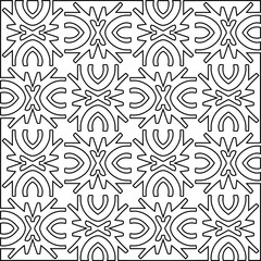 Monochrome ornamental texture with smooth linear shapes, zigzag lines, lace pattern.Abstract black  pattern for web page, textures, card, poster, fabric, textile. White background.