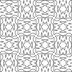 Monochrome ornamental texture with smooth linear shapes, zigzag lines, lace pattern.Abstract black  pattern for web page, textures, card, poster, fabric, textile. White background.