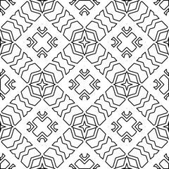  Monochrome ornamental texture with smooth linear shapes, zigzag lines, lace pattern.Abstract black  pattern for web page, textures, card, poster, fabric, textile. White background.
