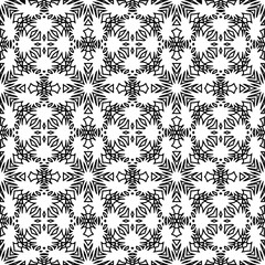  Monochrome ornamental texture with smooth linear shapes, zigzag lines, lace pattern.Abstract black  pattern for web page, textures, card, poster, fabric, textile. White background.