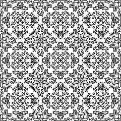  Monochrome ornamental texture with smooth linear shapes, zigzag lines, lace pattern.Abstract black  pattern for web page, textures, card, poster, fabric, textile. White background.