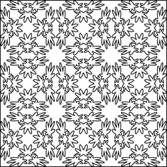  Monochrome ornamental texture with smooth linear shapes, zigzag lines, lace pattern.Abstract black  pattern for web page, textures, card, poster, fabric, textile. White background.