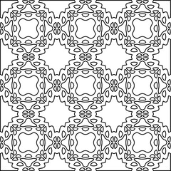  Monochrome ornamental texture with smooth linear shapes, zigzag lines, lace pattern.Abstract black  pattern for web page, textures, card, poster, fabric, textile. White background.