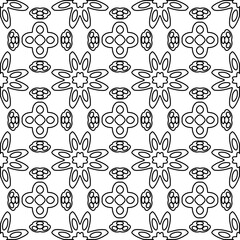  Monochrome ornamental texture with smooth linear shapes, zigzag lines, lace pattern.Abstract black  pattern for web page, textures, card, poster, fabric, textile. White background.