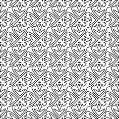  Monochrome ornamental texture with smooth linear shapes, zigzag lines, lace pattern.Abstract black  pattern for web page, textures, card, poster, fabric, textile. White background.