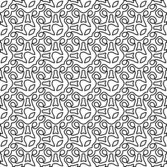  Monochrome ornamental texture with smooth linear shapes, zigzag lines, lace pattern.Abstract black  pattern for web page, textures, card, poster, fabric, textile. White background.