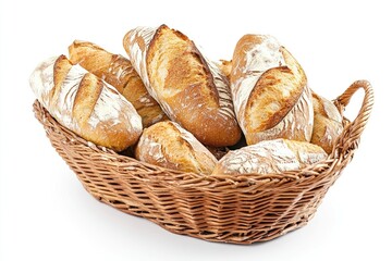 Freshly Baked Bread Loaves in a Wicker Basket