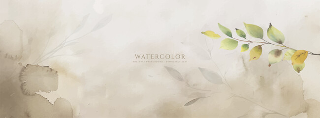 Abstract horizontal watercolor background. Hand drawn vector texture. Brush stroked painting pastel color watercolour