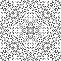  Monochrome ornamental texture with smooth linear shapes, zigzag lines, lace pattern.Abstract black  pattern for web page, textures, card, poster, fabric, textile. White background.