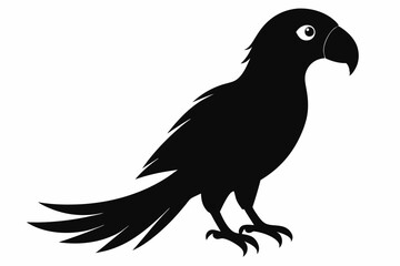 Simple Black Parrot Silhouette - Vector Illustration