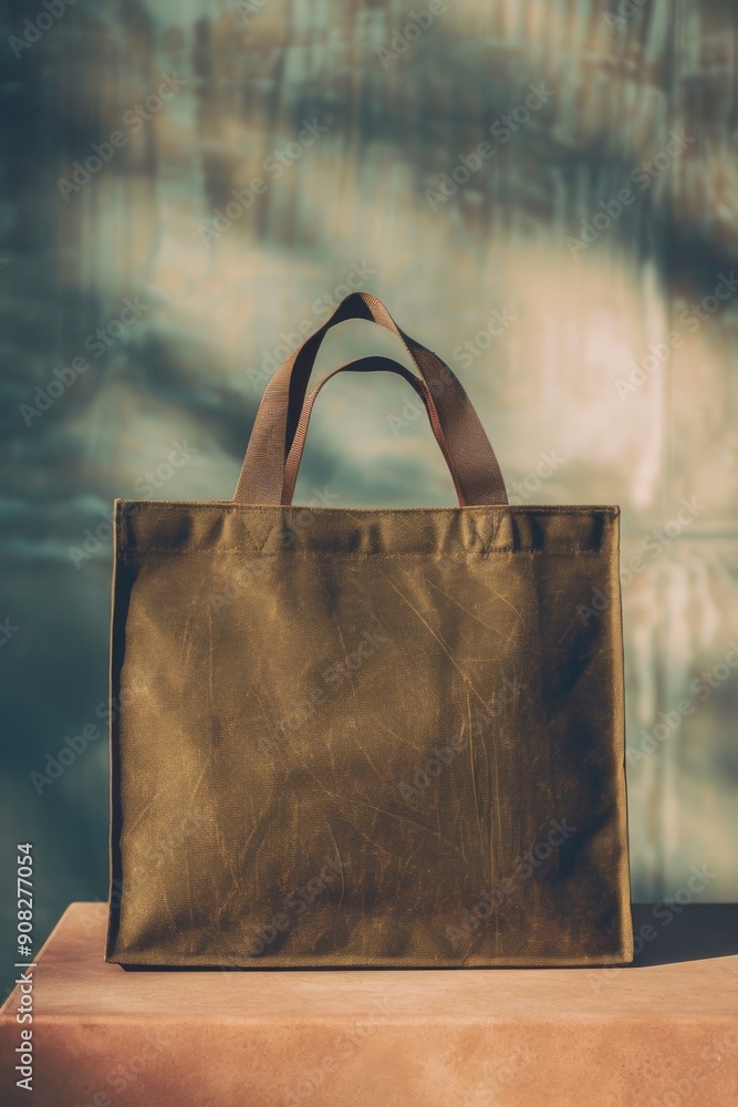 Poster a simple brown bag placed on a table
