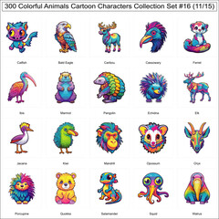 Colorful Animals Cartoon Characters Bundle Collection Set of 300 Animals Part 11