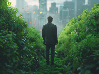 Fototapeta premium Sustainable Tech conception. Modern city and environmental technology concept. Sustainable development goals. SDGs.