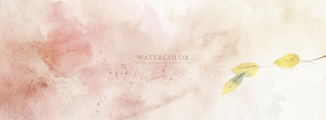 Abstract horizontal watercolor background. Hand drawn vector texture. Brush stroked painting pastel color watercolour