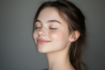 Fototapeta premium A close up of a girl's face with her eyes closed