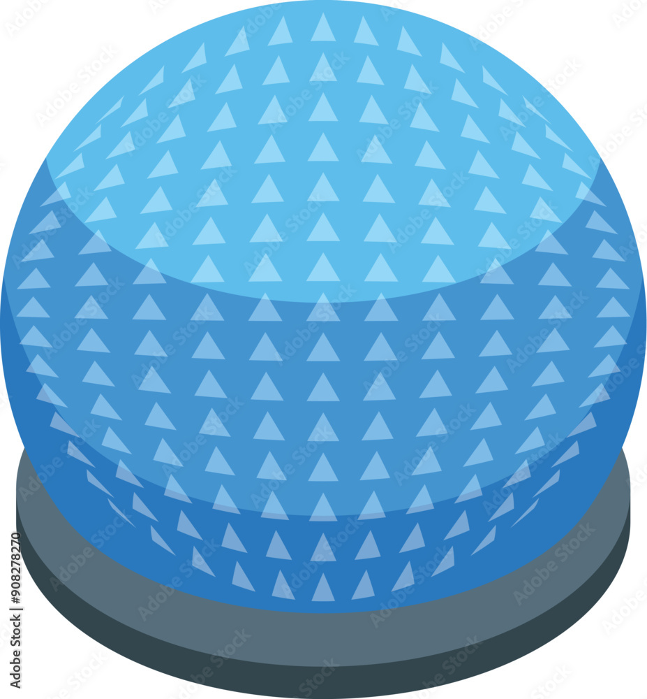 Poster modern building dome with triangle pattern is standing on support, isolated on white background