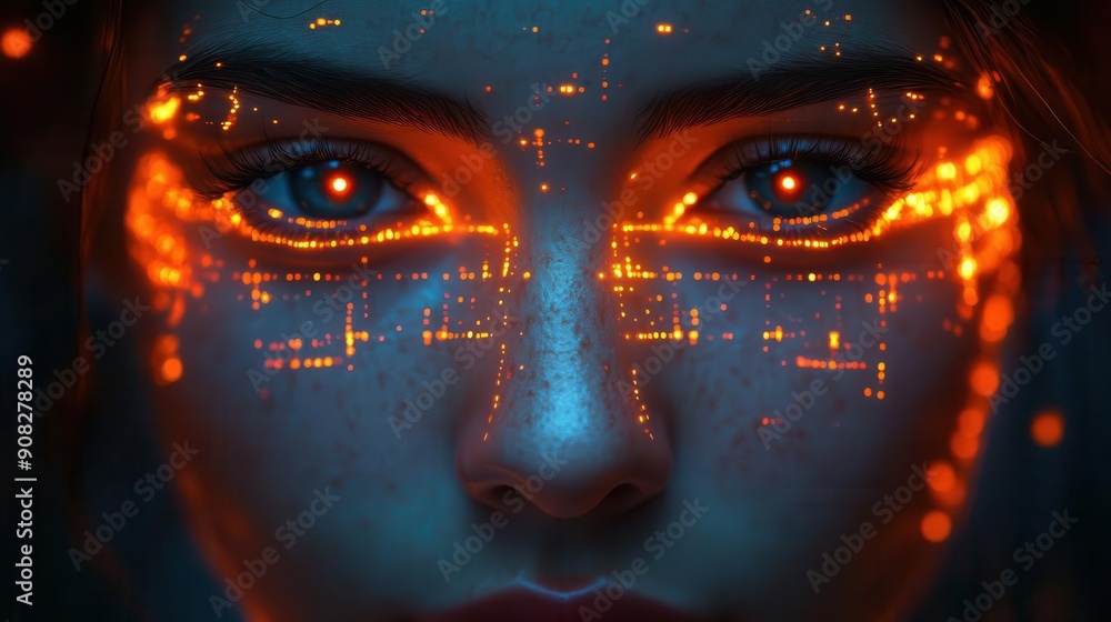 Poster aidriven digital identity with neural network visualization, future technology