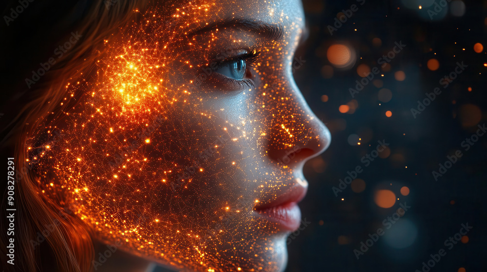 Poster aidriven digital identity with neural network visualization, future technology
