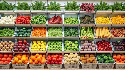 Display of Fresh Fruits and Vegetables