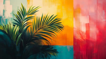 Vibrant Tropical Plant Banner with Exotic Patterns