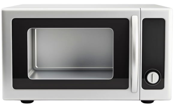 White gray black microwave oven isolated. Electrical electronic home household kitchen technology device machine to warm hot food dinner meal, defrost steel utensil object, stove appliance equipment