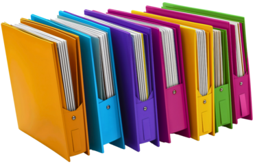 Set of icon document folder file business objects of different colors isolated. Paperwork storage organization, work data archive, computer directory portfolio, bureaucracy, bookkeeping management