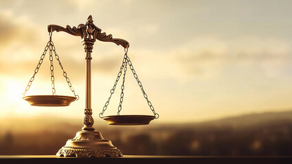 Close up on the scales of justice