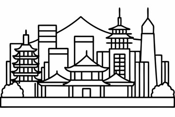 Asian Modern City Vector Illustration - Urban Design, Skyline, and Architecture