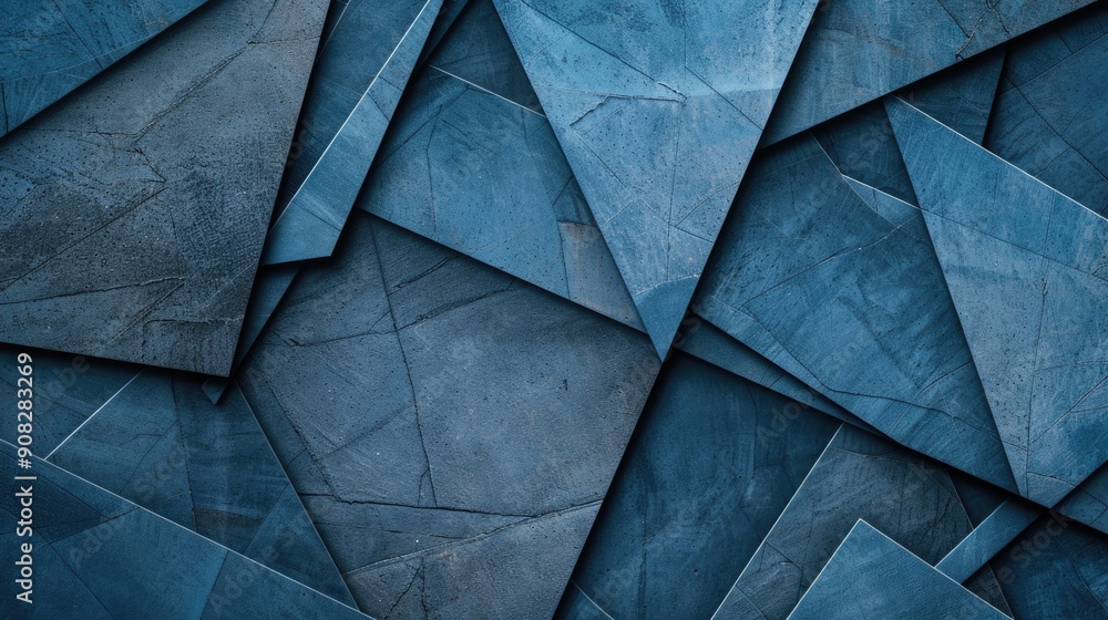 Poster close-up of a blue wall with triangular shapes