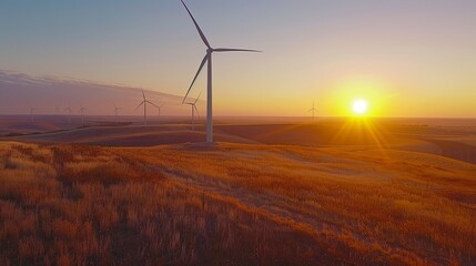 Obraz premium Wind Turbines at Sunset 3