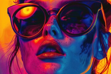 A close-up shot of a person wearing sunglasses