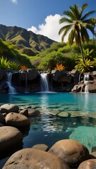 Fototapeta premium Luxury Hotel with Rustic Pool