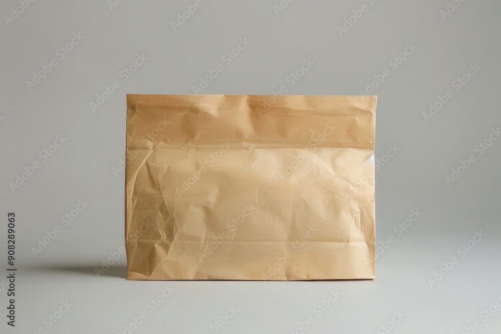 Poster a single brown paper bag placed on a flat surface, often used for carrying or storing items