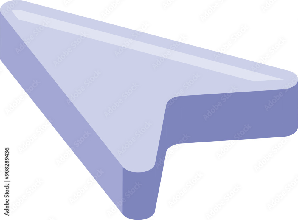 Poster three dimensional cursor arrow is pointing diagonally, suggesting movement and direction in a digita