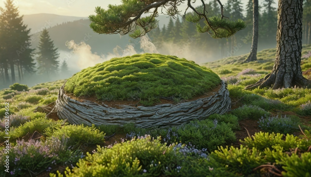 Wall mural mossy mound in a forest.