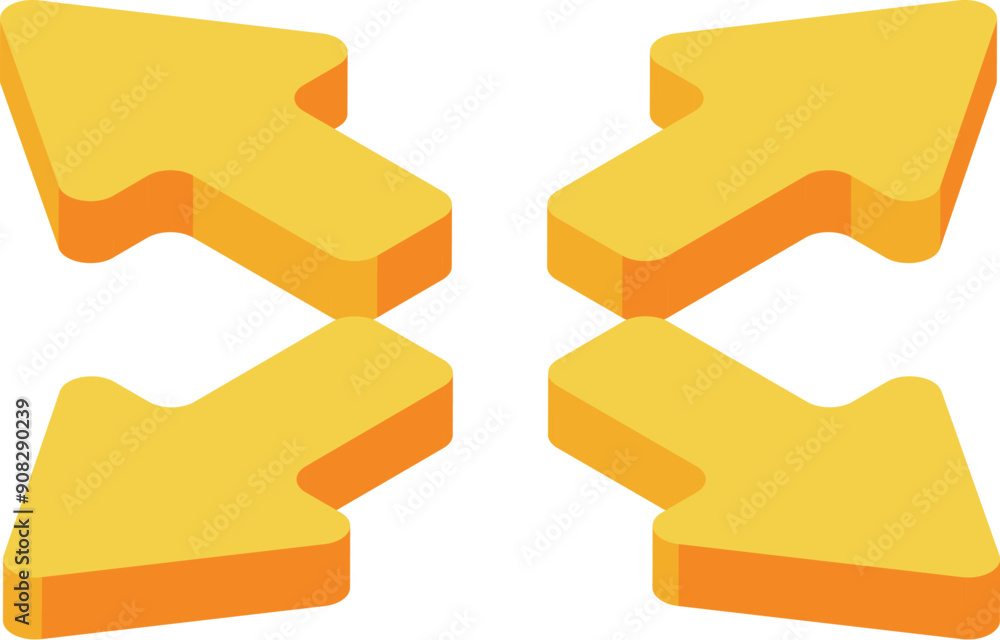 Poster four yellow arrows are pointing in different directions showing uncertainty about the right way to g